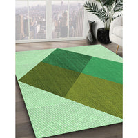 Patterned Dark Lime Green Rug, pat964grn