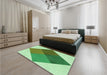 Patterned Dark Lime Green Rug in a Bedroom, pat964grn