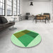 Round Patterned Dark Lime Green Rug in a Office, pat964grn