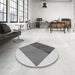 Round Patterned Gray Rug in a Office, pat964gry