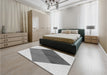 Patterned Gray Rug in a Bedroom, pat964gry