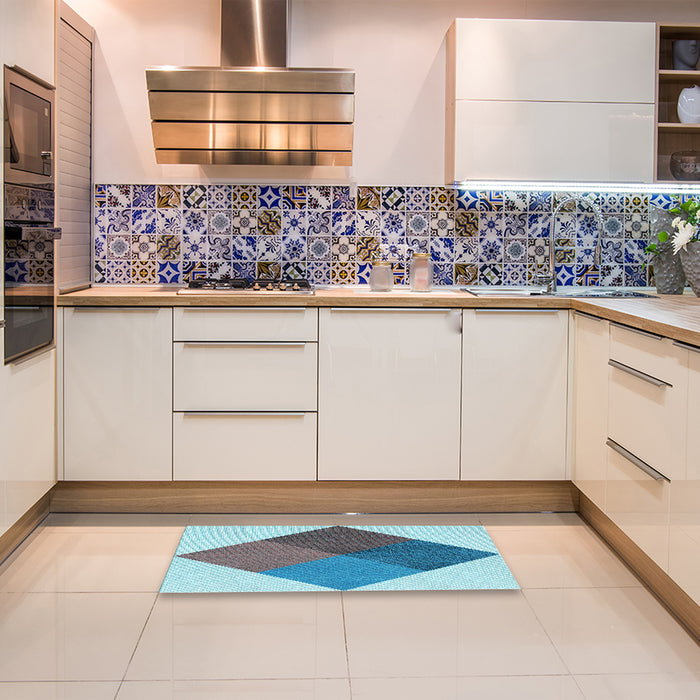Patterned Steel Blue Rug in a Kitchen, pat964lblu