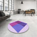 Round Patterned Blossom Pink Rug in a Office, pat964pur