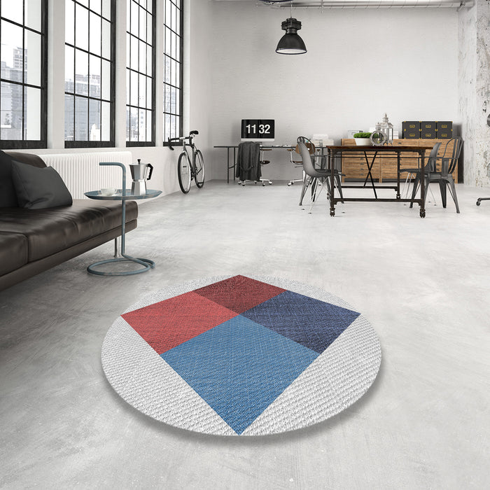 Round Patterned Pastel Light Blue Novelty Rug in a Office, pat964