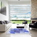 Square Patterned Blue Rug in a Living Room, pat965blu