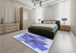 Round Machine Washable Transitional Blue Rug in a Office, wshpat965blu