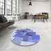 Round Patterned Blue Rug in a Office, pat965blu