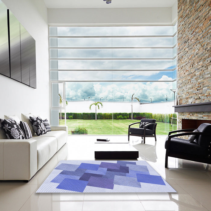Machine Washable Transitional Blue Rug in a Kitchen, wshpat965blu
