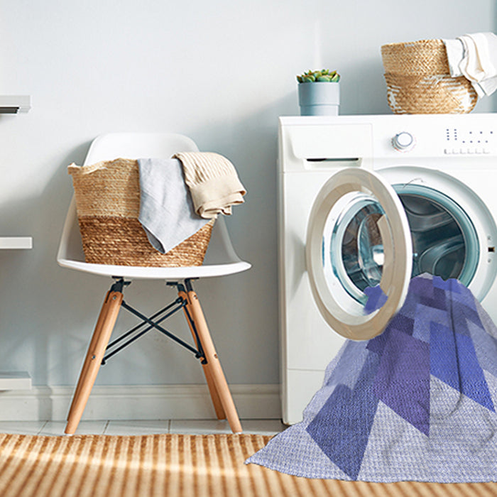 Machine Washable Transitional Blue Rug in a Washing Machine, wshpat965blu