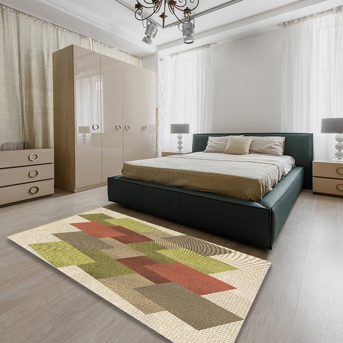 Patterned Light Brown Rug in a Bedroom, pat965brn