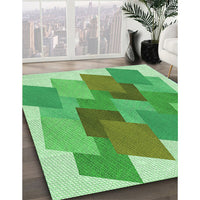 Patterned Dark Lime Green Rug, pat965grn