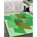 Patterned Dark Lime Green Rug in Family Room, pat965grn