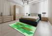 Patterned Dark Lime Green Rug in a Bedroom, pat965grn