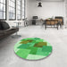 Round Patterned Dark Lime Green Rug in a Office, pat965grn