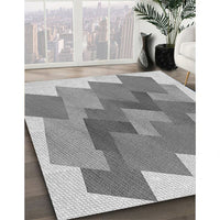 Patterned Metallic Silver Gray Rug, pat965gry