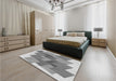 Patterned Metallic Silver Gray Rug in a Bedroom, pat965gry