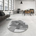 Round Patterned Metallic Silver Gray Rug in a Office, pat965gry