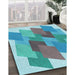 Patterned Glacial Blue Ice Blue Rug in Family Room, pat965lblu