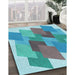 Machine Washable Transitional Glacial Blue Ice Blue Rug in a Family Room, wshpat965lblu