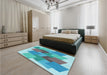 Patterned Glacial Blue Ice Blue Rug in a Bedroom, pat965lblu