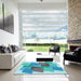 Machine Washable Transitional Glacial Blue Ice Blue Rug in a Kitchen, wshpat965lblu