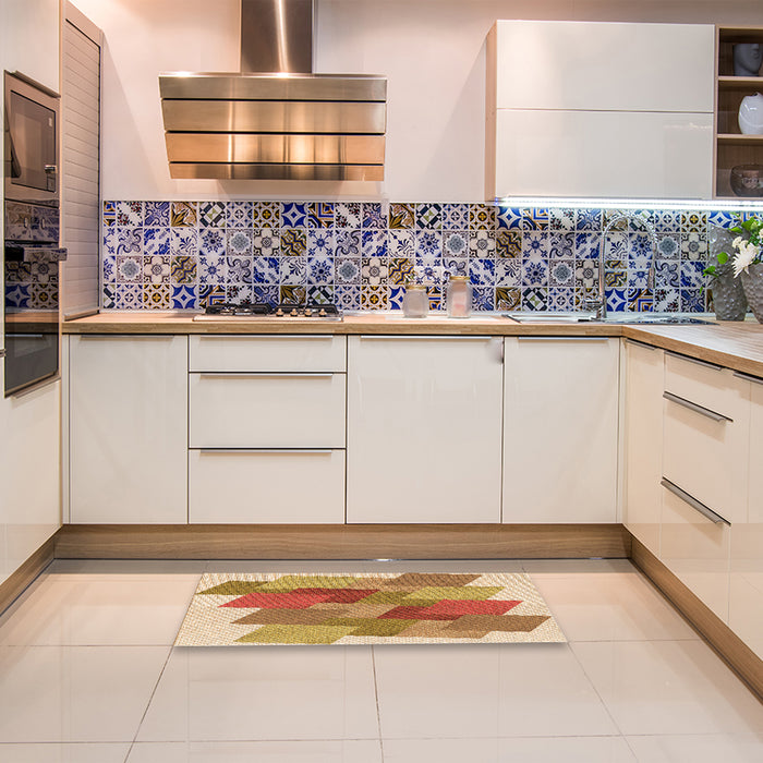 Patterned Yellow Rug in a Kitchen, pat965org