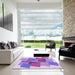 Square Patterned Mauve Purple Rug in a Living Room, pat965pur