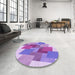 Round Patterned Mauve Purple Rug in a Office, pat965pur