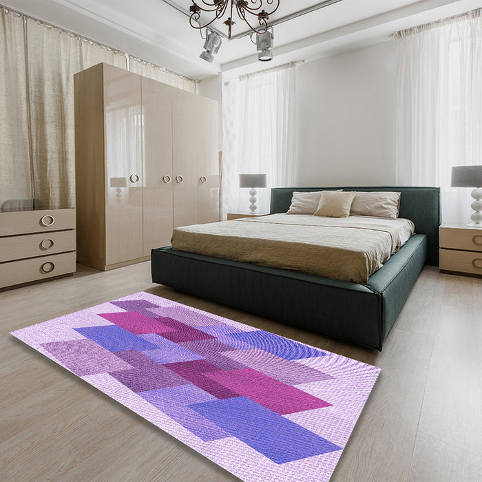Patterned Mauve Purple Rug in a Bedroom, pat965pur