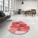 Round Patterned Pastel Pink Rug in a Office, pat965rd