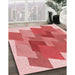 Machine Washable Transitional Pastel Pink Rug in a Family Room, wshpat965rd