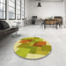 Round Patterned Bold Yellow Rug in a Office, pat965yw