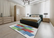 Machine Washable Transitional Ash Gray Rug in a Bedroom, wshpat965