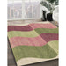 Machine Washable Transitional Ginger Brown Green Rug in a Family Room, wshpat966brn