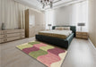 Patterned Ginger Brown Green Rug in a Bedroom, pat966brn