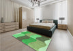 Patterned Green Rug in a Bedroom, pat966grn