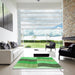 Square Patterned Green Rug in a Living Room, pat966grn