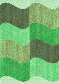 Machine Washable Transitional Green Rug, wshpat966grn