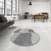 Round Patterned Silver Gray Rug in a Office, pat966gry