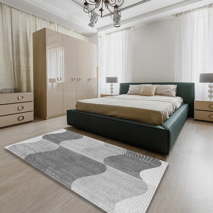 Patterned Silver Gray Rug in a Bedroom, pat966gry
