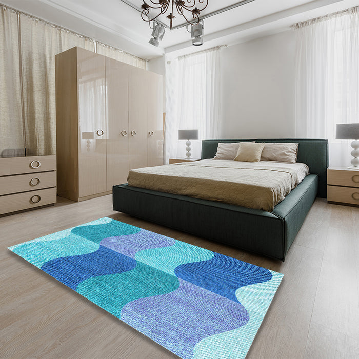 Patterned Blue Rug in a Bedroom, pat966lblu