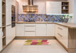 Patterned Yellow Orange Rug in a Kitchen, pat966org