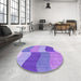 Round Patterned Purple Rug in a Office, pat966pur