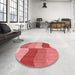 Round Patterned Light Coral Pink Rug in a Office, pat966rd