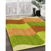 Machine Washable Transitional Neon Yellow Green Rug in a Family Room, wshpat966yw