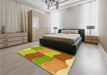 Patterned Neon Yellow Green Rug in a Bedroom, pat966yw