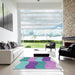 Square Machine Washable Transitional Purple Violet Purple Rug in a Living Room, wshpat966