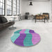 Round Patterned Purple Violet Purple Novelty Rug in a Office, pat966