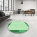 Round Patterned Light Green Rug in a Office, pat967grn