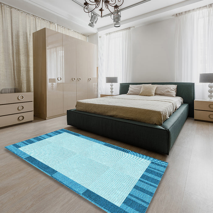 Patterned Blue Rug in a Bedroom, pat967lblu